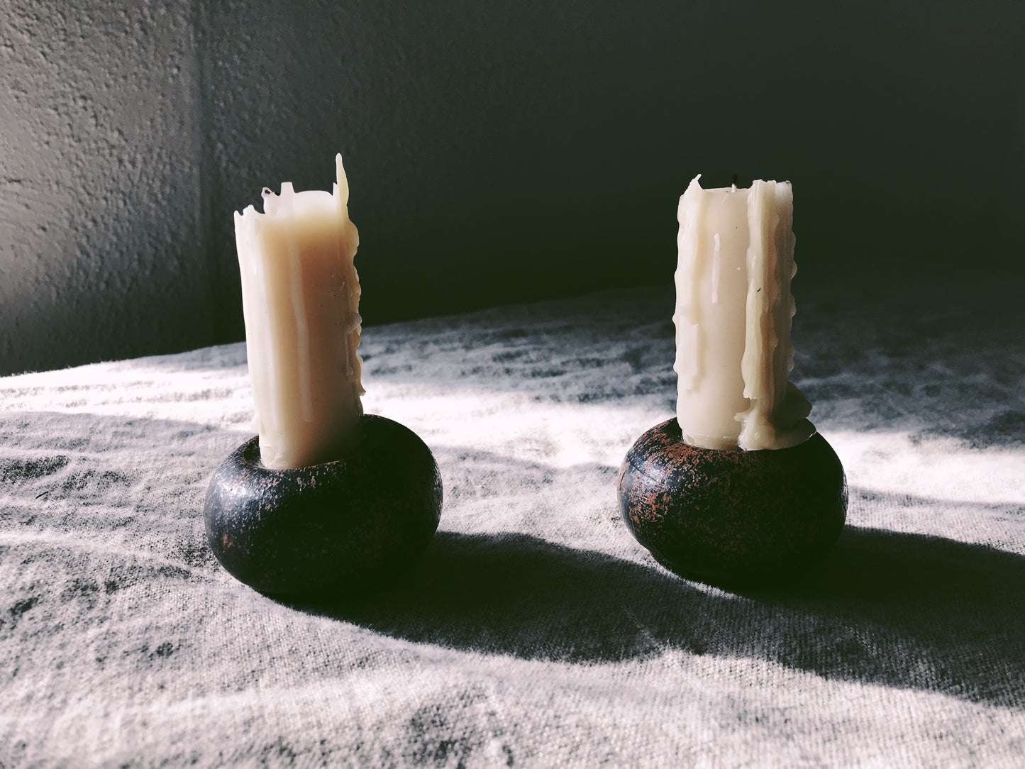 Forged Copper Candle Holder Set