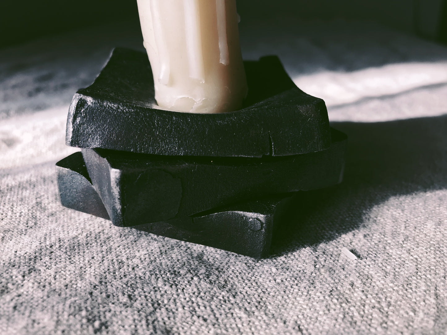 Forged Iron Triple Short-Stack Candle Holder