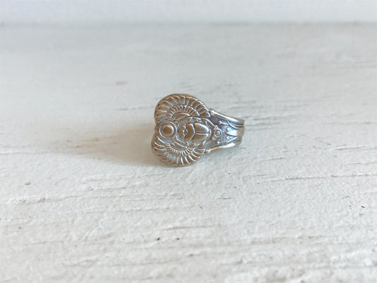 Sterling Silver Scarab Spoon Ring