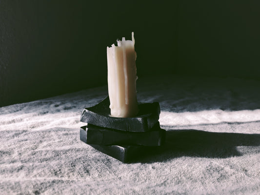 Forged Iron Triple Short-Stack Candle Holder
