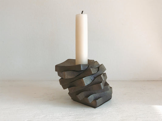 Forged Iron Tall Stack Candle Holder
