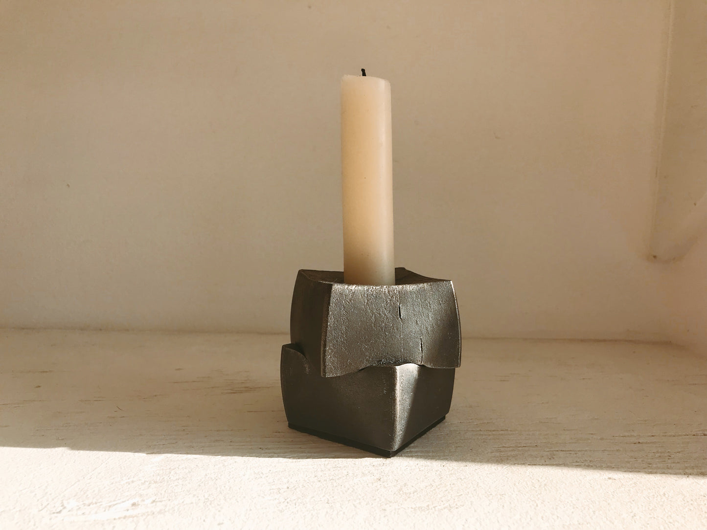 Forged Iron Double Cube Candle Holder