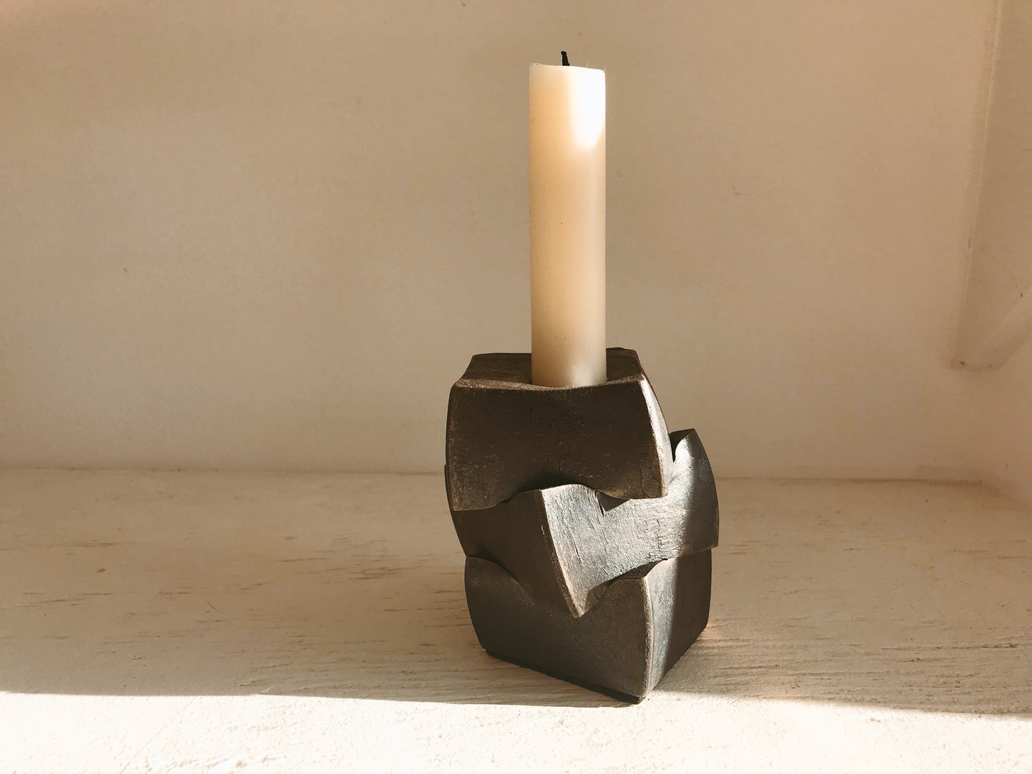 Forged Iron Triple Cube Candle Holder