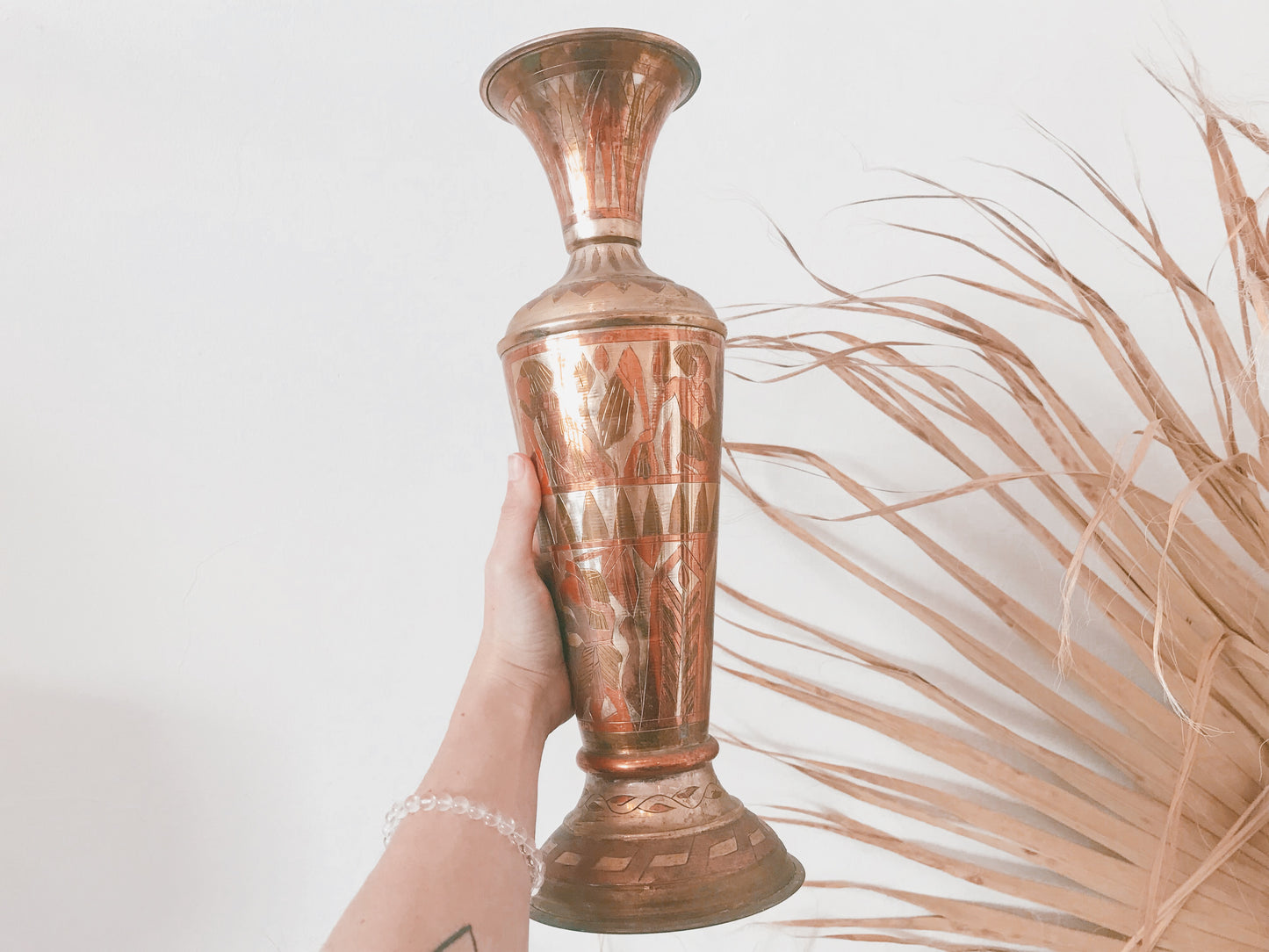 Large Brass & Copper Egyptian Vase