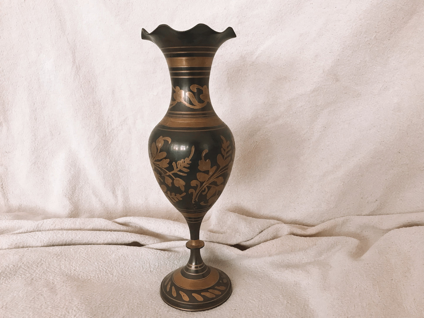 Etched Brass Fluted Vase