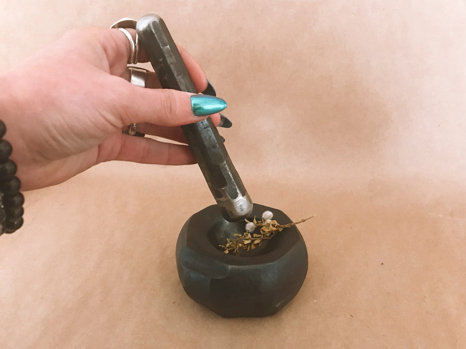 Forged Iron Mortar + Pestle